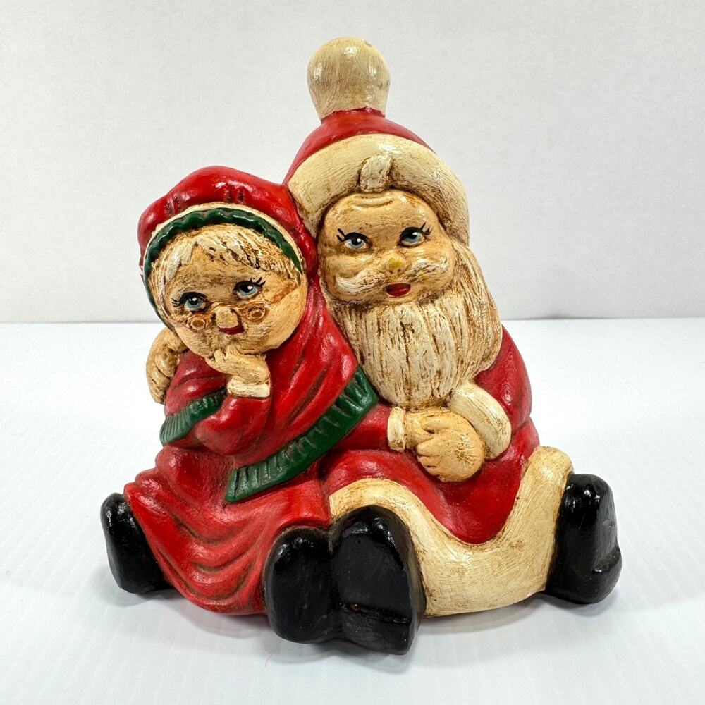 Vintage Mr Mrs Santa Claus Figurine Christmas Table Decoration Holiday Decor